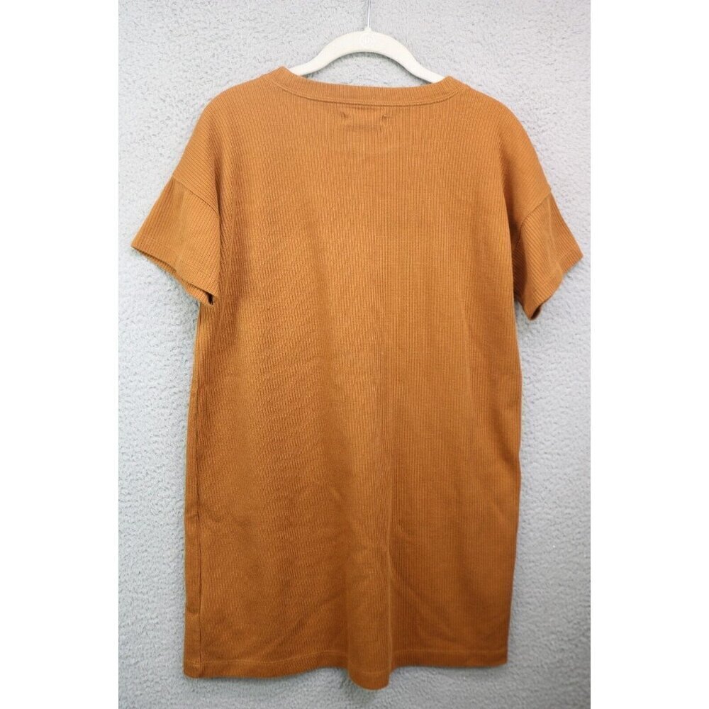 Madewell Brown Ribbed Knit Pocket Tee Short‎ Sleeve Dress-Size XS